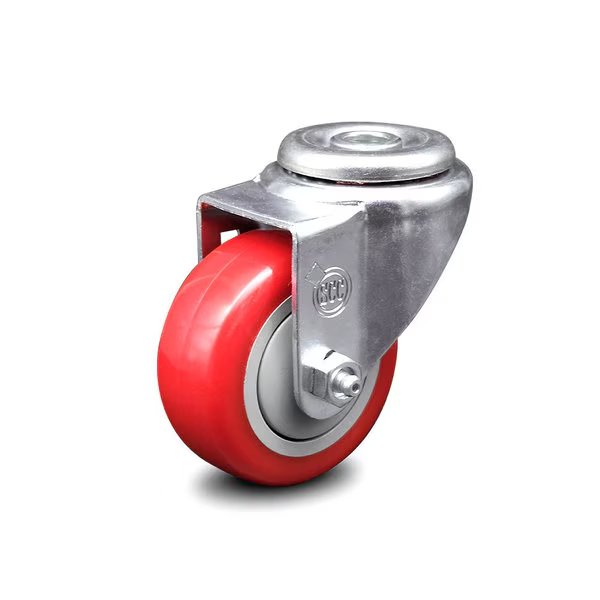 3 Inch Red Polyurethane Wheel Swivel Bolt Hole Caster, Service Caster, Mfr#: SCC-BH20S314-PPUB-RED